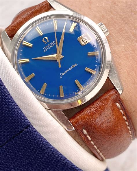 omega seamaster blue bezel black dial|Omega Seamaster blue dial vintage.